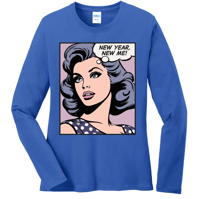 New Year New Me Pop Art Funny Gift Ladies Long Sleeve Shirt