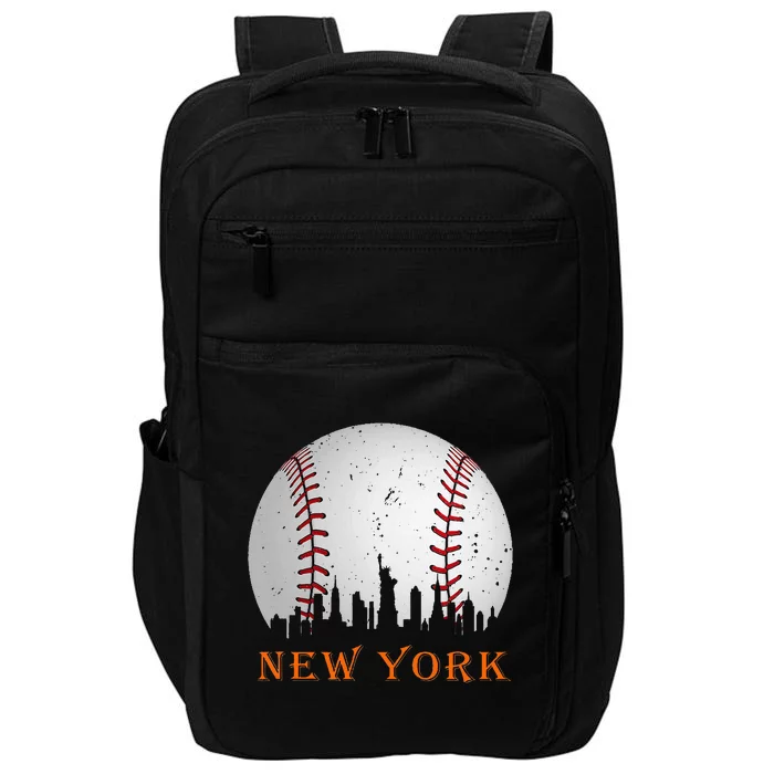 New York Ny Skyline Baseball Vintage Met Impact Tech Backpack