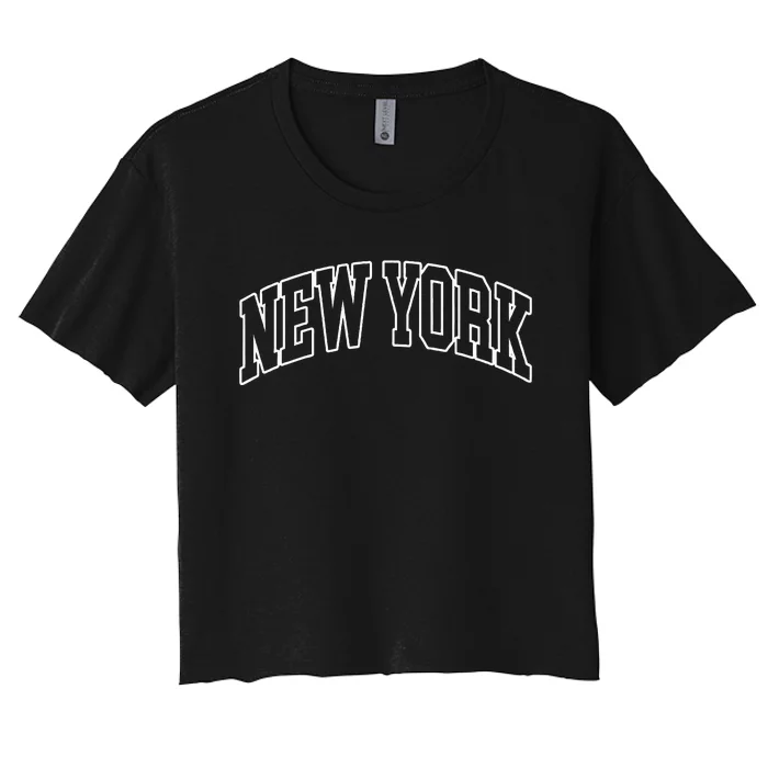 New York Ny Throwback Design Classic Women's Crop Top Tee