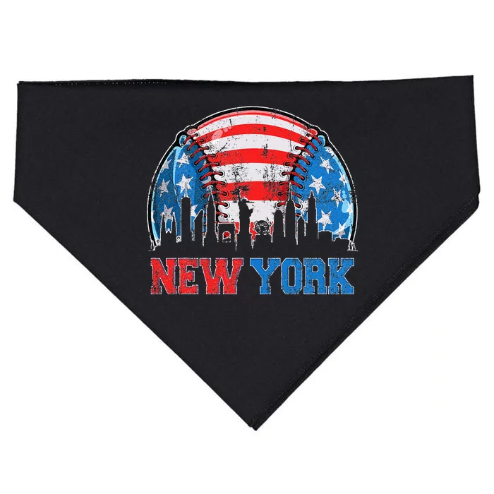 New York NY Skyline Baseball Vintage Met At Gameday USA-Made Doggie Bandana