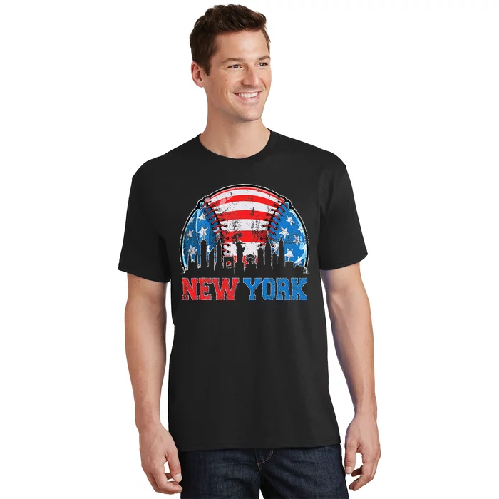 New York NY Skyline Baseball Vintage Met At Gameday T-Shirt