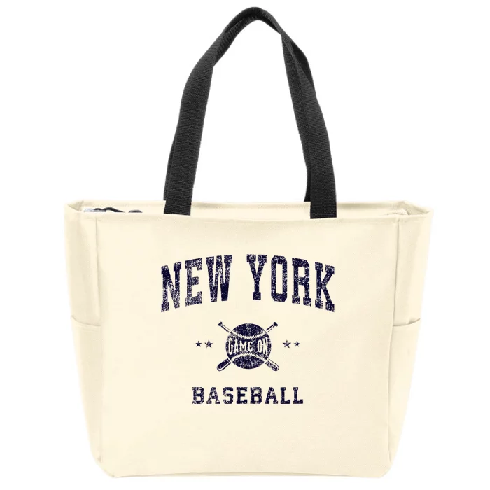 New York Ny Vintage Baseball Throwback Retro Zip Tote Bag