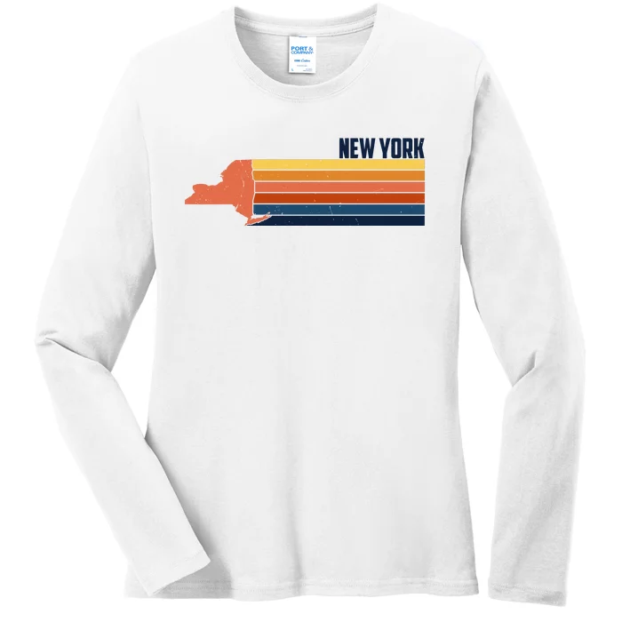 Retro Vintage New York Ladies Long Sleeve Shirt