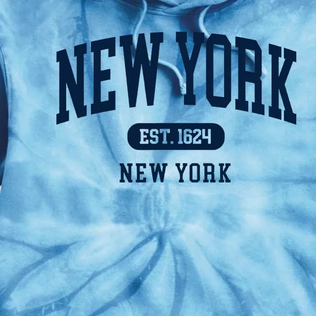 New York Ny 1624 Arched Text Retro Preppy Throwback Tie Dye Hoodie