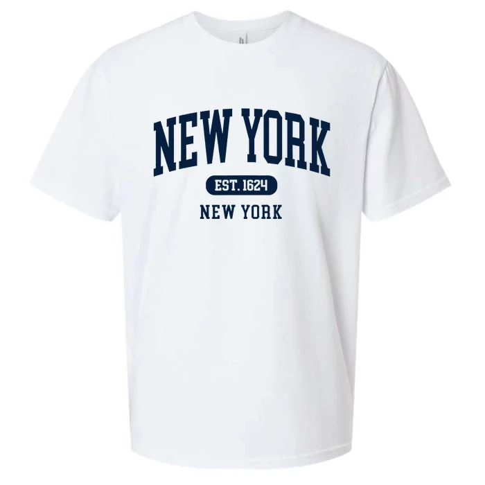 New York Ny 1624 Arched Text Retro Preppy Throwback Sueded Cloud Jersey T-Shirt