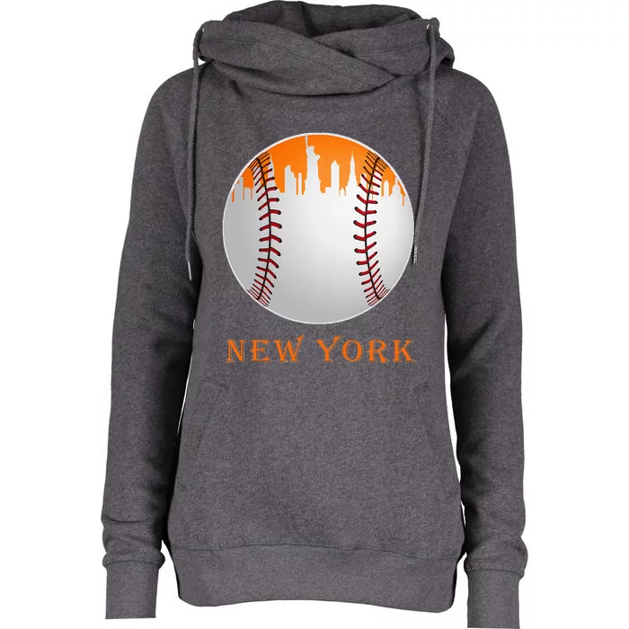 New York NY Skyline Baseball Vintage Met At Gameday Womens Funnel Neck Pullover Hood