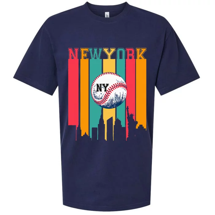 New York NY Skyline Baseball Vintage Retro Met At Gameday Sueded Cloud Jersey T-Shirt