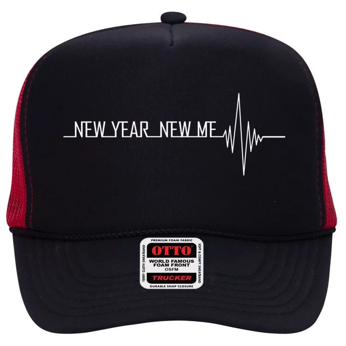 New Year New Me Resolution Vintage Celebration Gift Funny Gift High Crown Mesh Trucker Hat