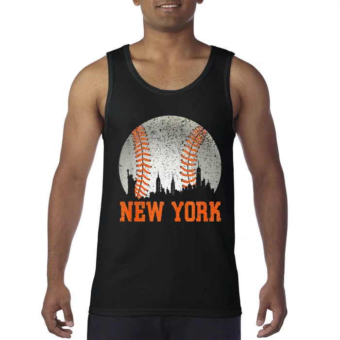 New York NY Skyline Baseball Vintage Met At Gameday Tank Top