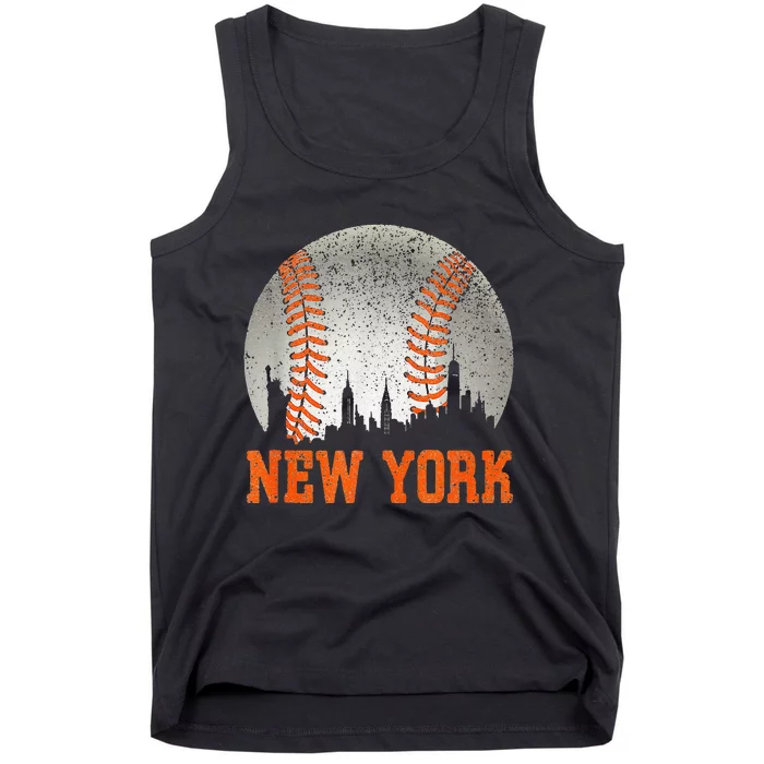 New York NY Skyline Baseball Vintage Met At Gameday Tank Top