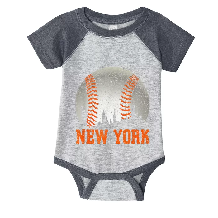 New York NY Skyline Baseball Vintage Met At Gameday Infant Baby Jersey Bodysuit