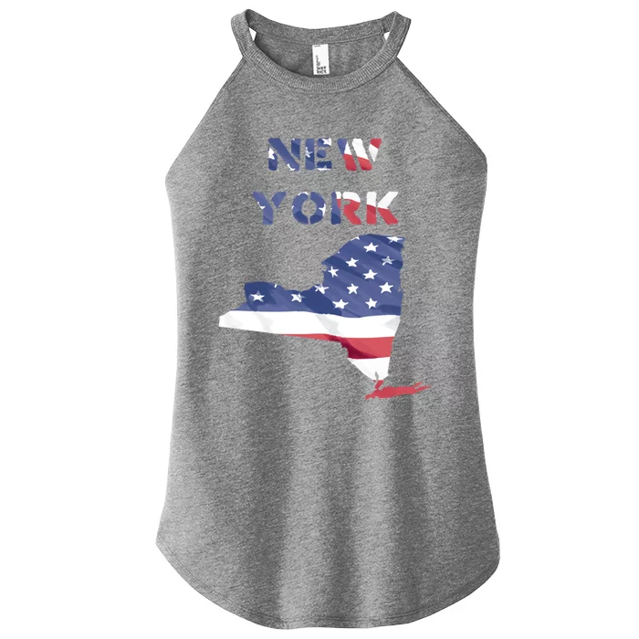 New York Ny United States America Patriotic Usa Flag Pride Funny Gift Women’s Perfect Tri Rocker Tank