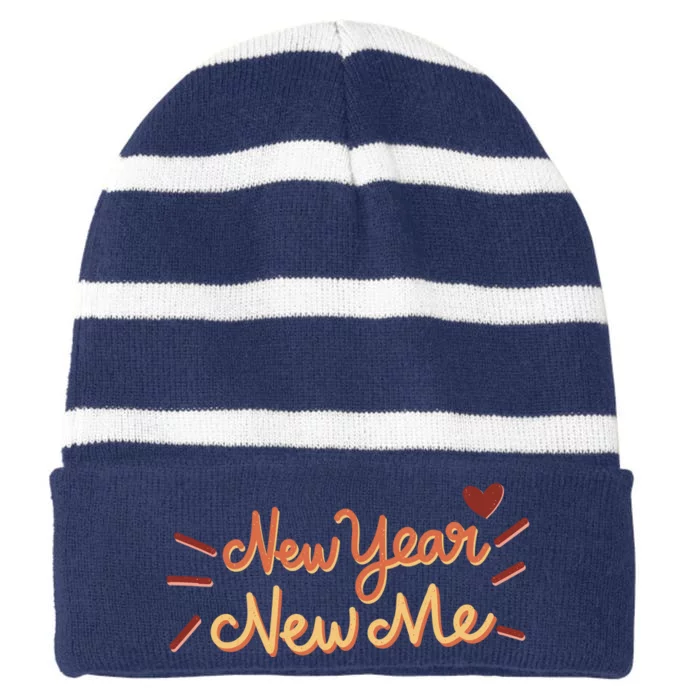 New Year New Me Striped Beanie with Solid Band