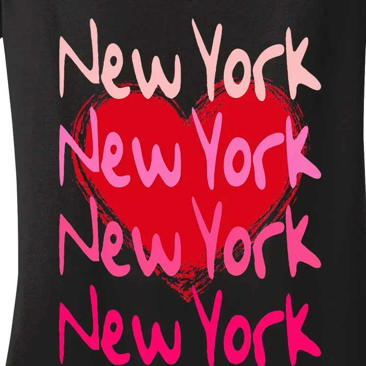 New York NYC NY Heart Women's V-Neck T-Shirt