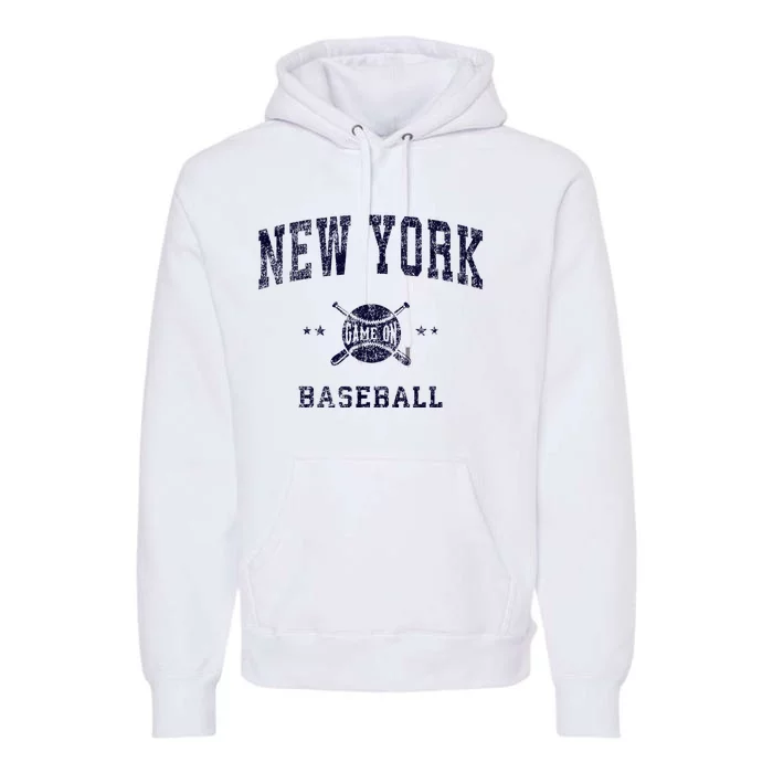 New York Ny Vintage Baseball Throwback Retro Design Premium Hoodie