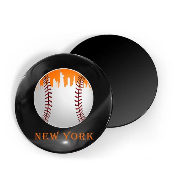 New York NY Skyline Baseball Vintage Met At Gameday Magnet