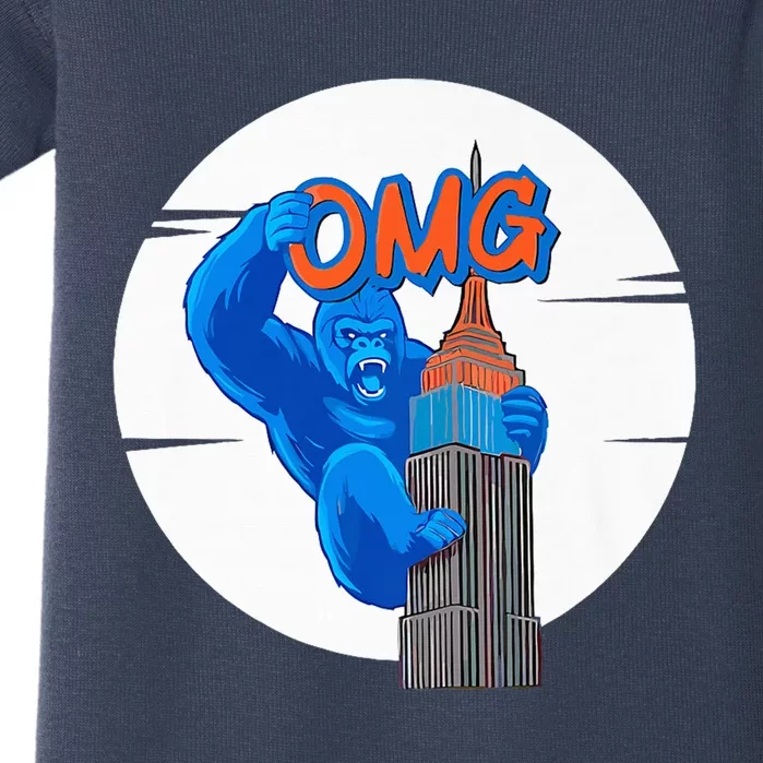 New York Omg Gorilla Top Tower Baby Bodysuit