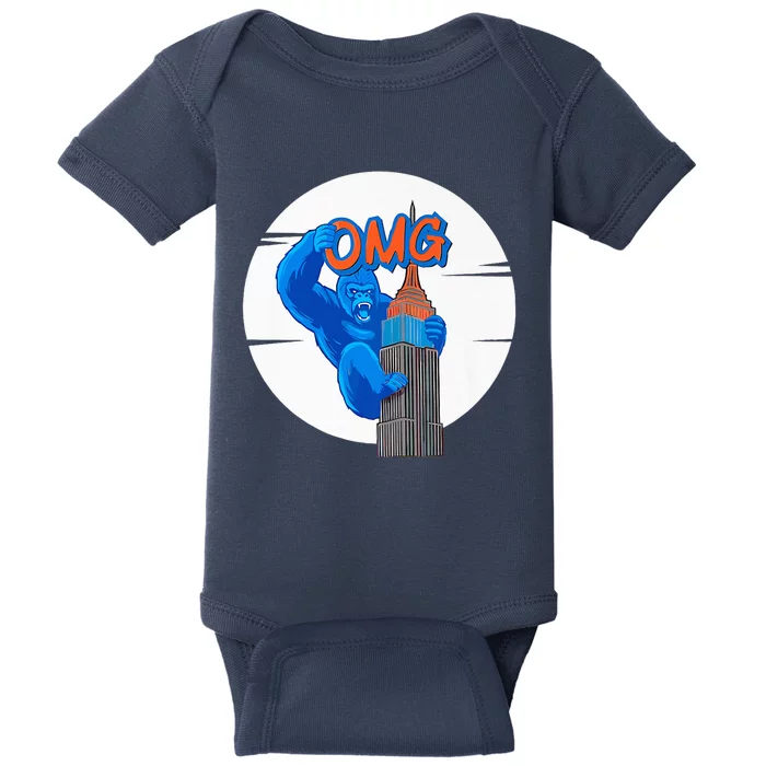 New York Omg Gorilla Top Tower Baby Bodysuit