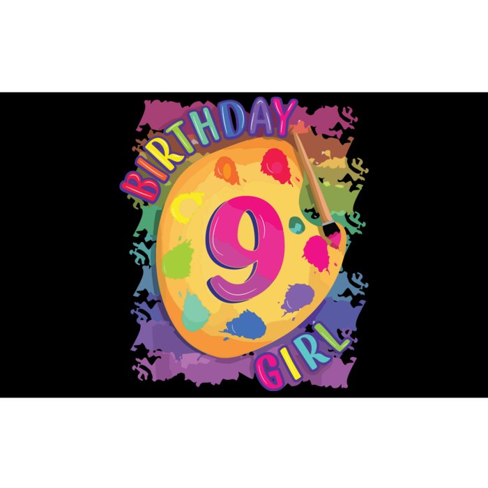 Nine Year Old Birthday Girl Painting Party Brush And Palette Bumper Sticker