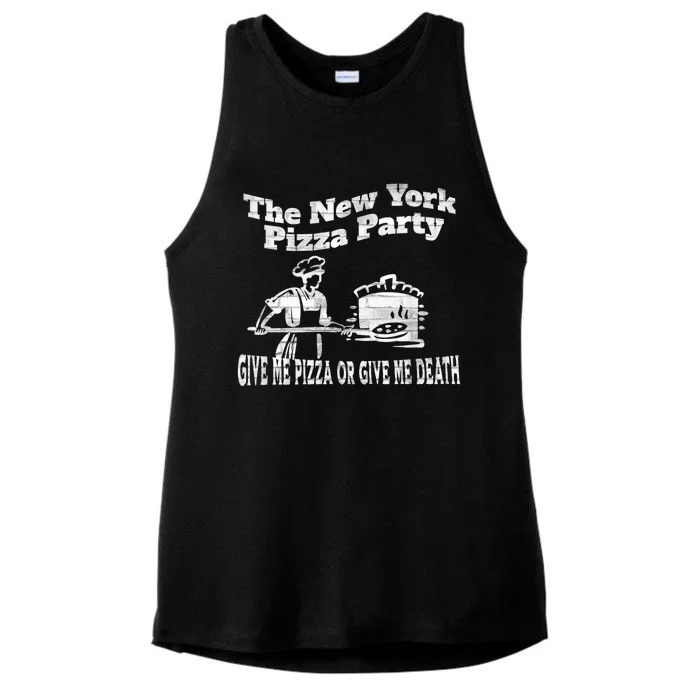 New York Pizza Party Give Me Pizza Give Me Death NYC Ovens Ladies Tri-Blend Wicking Tank