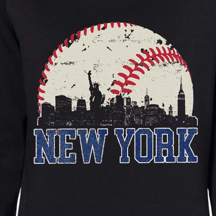 New York Retro Baseball Lover Met At Game Day Womens California Wash Sweatshirt