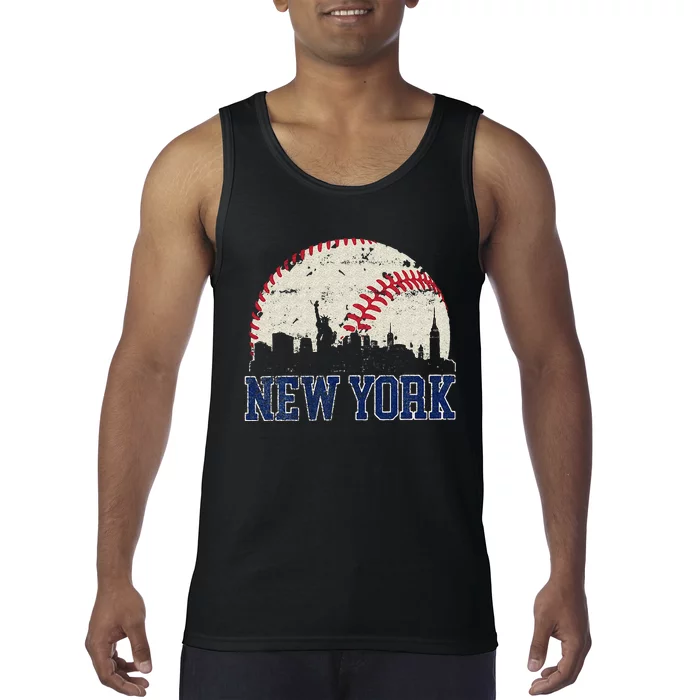 New York Retro Baseball Lover Met At Game Day Tank Top