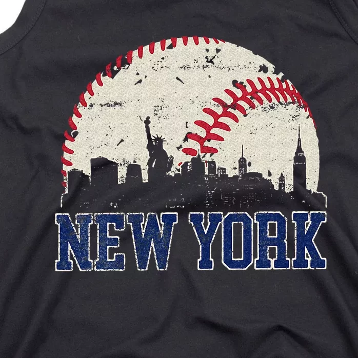 New York Retro Baseball Lover Met At Game Day Tank Top