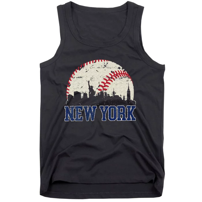 New York Retro Baseball Lover Met At Game Day Tank Top