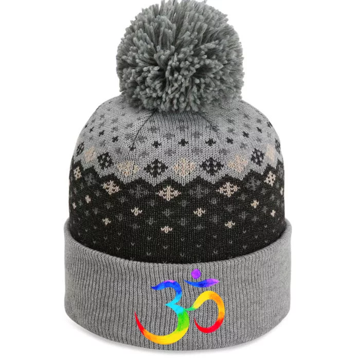 Namaste Yoga Symbol Rainbow Gift The Baniff Cuffed Pom Beanie