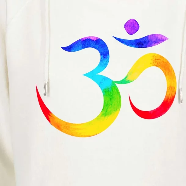 Namaste Yoga Symbol Rainbow Gift Womens Funnel Neck Pullover Hood