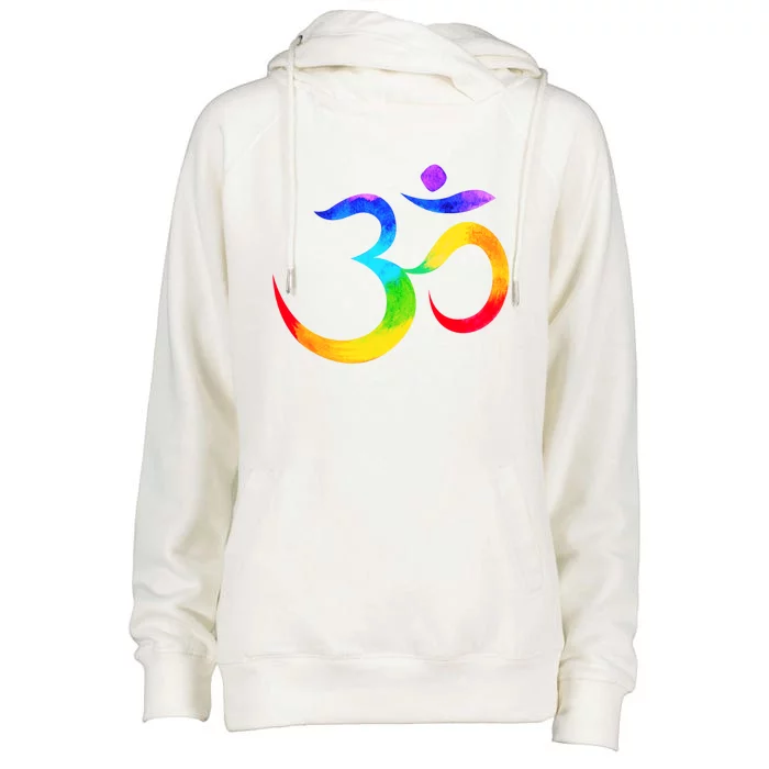 Namaste Yoga Symbol Rainbow Gift Womens Funnel Neck Pullover Hood