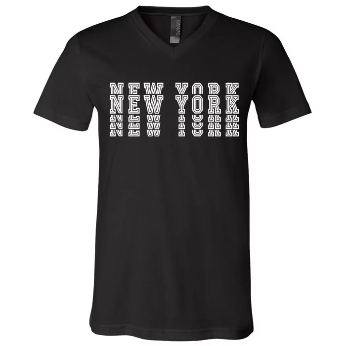 New York Stacked V-Neck T-Shirt