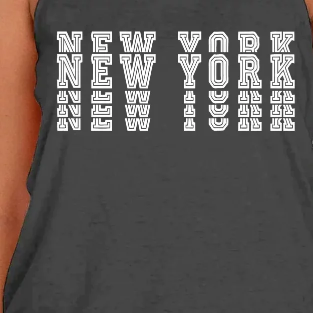 New York Stacked Women's Knotted Racerback Tank