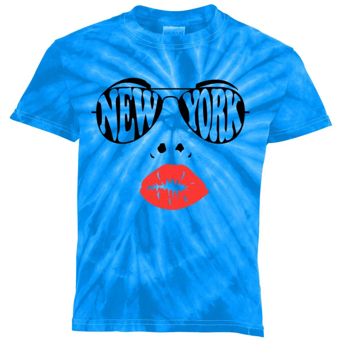 New York Summer Coral Lips National Sunglasses Day Cute Gift Kids Tie-Dye T-Shirt