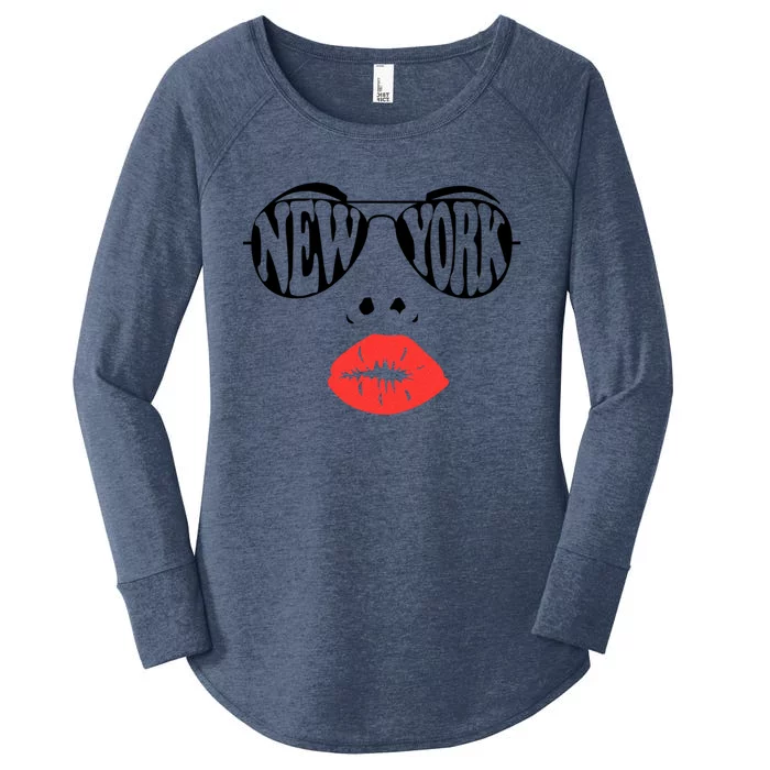 New York Summer Coral Lips National Sunglasses Day Cute Gift Women's Perfect Tri Tunic Long Sleeve Shirt