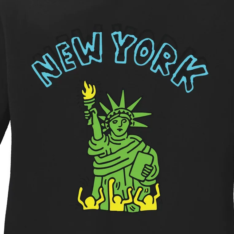 New York Statue Of Liberty Ladies Long Sleeve Shirt