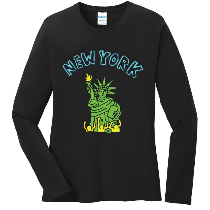 New York Statue Of Liberty Ladies Long Sleeve Shirt