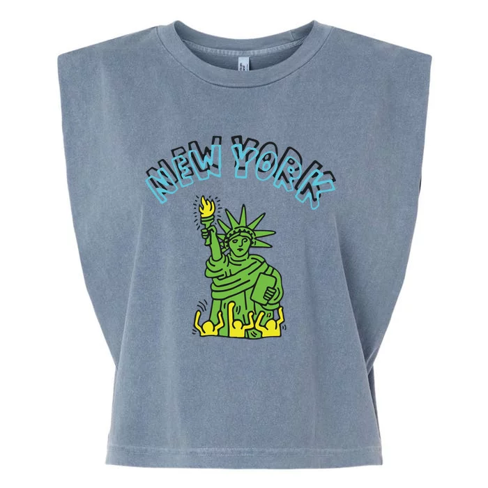 New York Statue Of Liberty Garment-Dyed Women's Muscle Tee