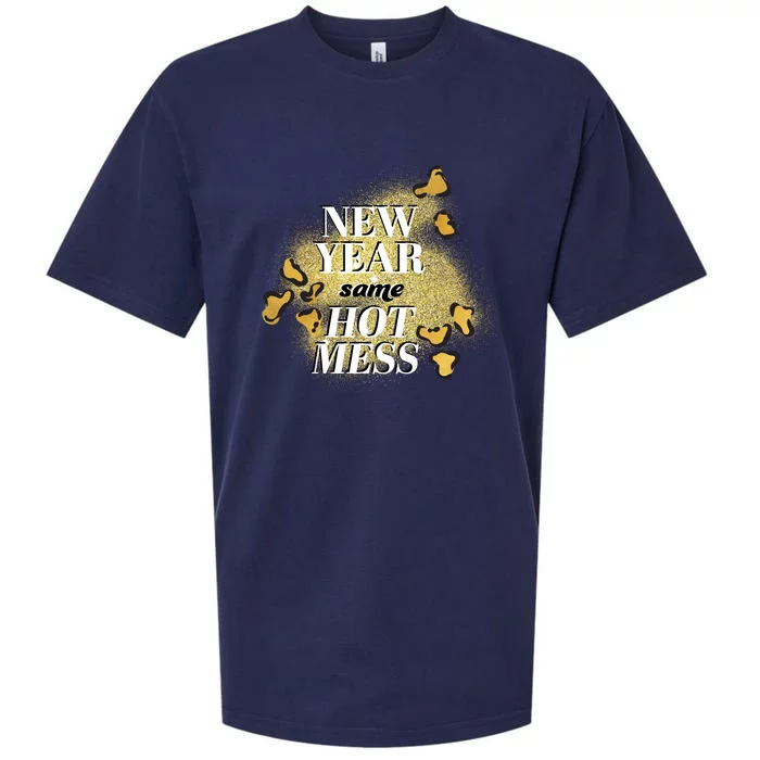 New Year Same Hot Mess Sueded Cloud Jersey T-Shirt