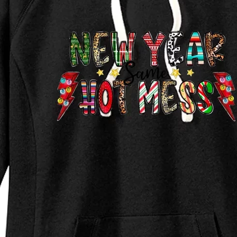 New Year Same Hot Mess Christmas Family Matching Pajamas Meaningful Gift Women's Fleece Hoodie