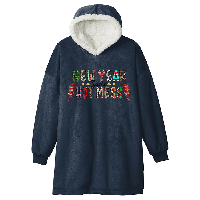 New Year Same Hot Mess Christmas Family Matching Pajamas Meaningful Gift Hooded Wearable Blanket