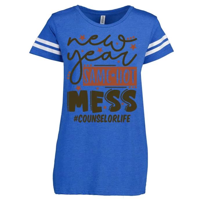 New Year Same Hot Mess Counselor Life Gift Enza Ladies Jersey Football T-Shirt