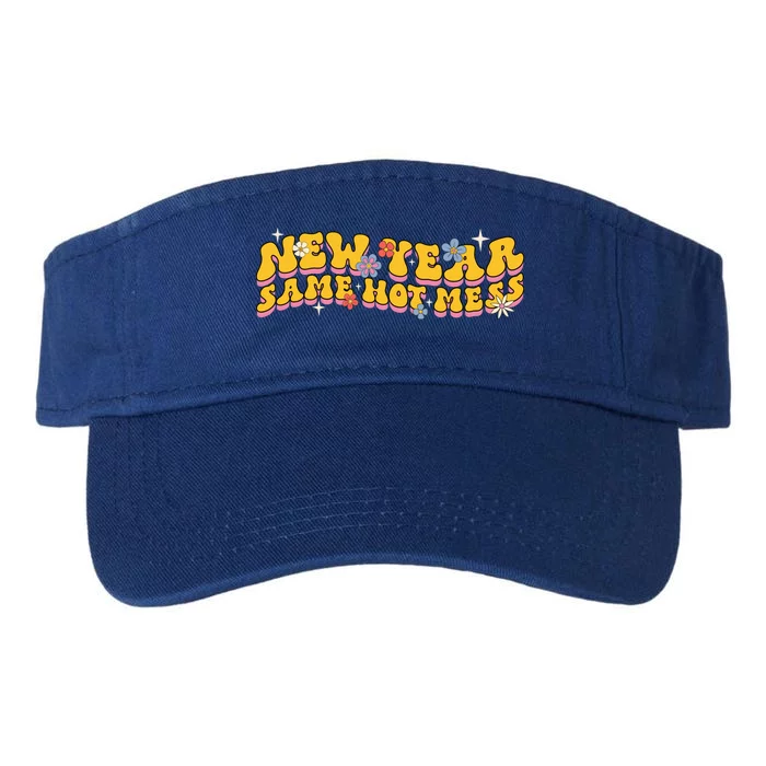 New Year Same Hot Mess Funny Groovy Gift Valucap Bio-Washed Visor