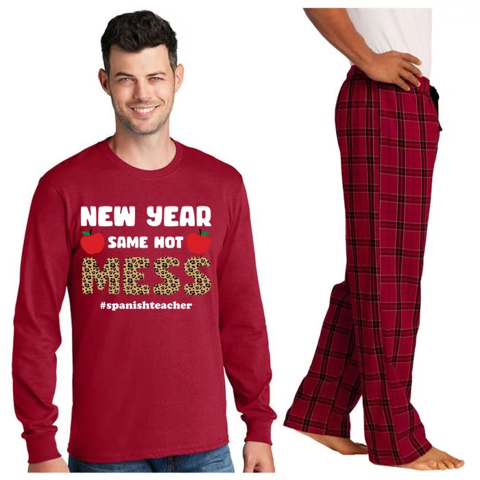 New Year Same Hot Mess Funny Spanish Teacher Gift Long Sleeve Pajama Set