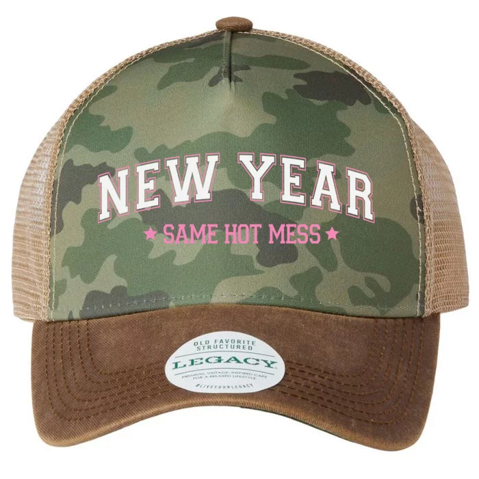 New Year Same Hot Mess Varsity Letters New Year 2024 Cute Gift Legacy Tie Dye Trucker Hat