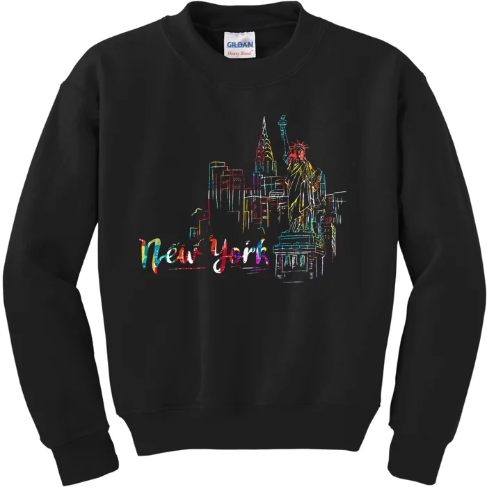 New York Skyline Heartbeat Statue of Liberty I Love New York Kids Sweatshirt