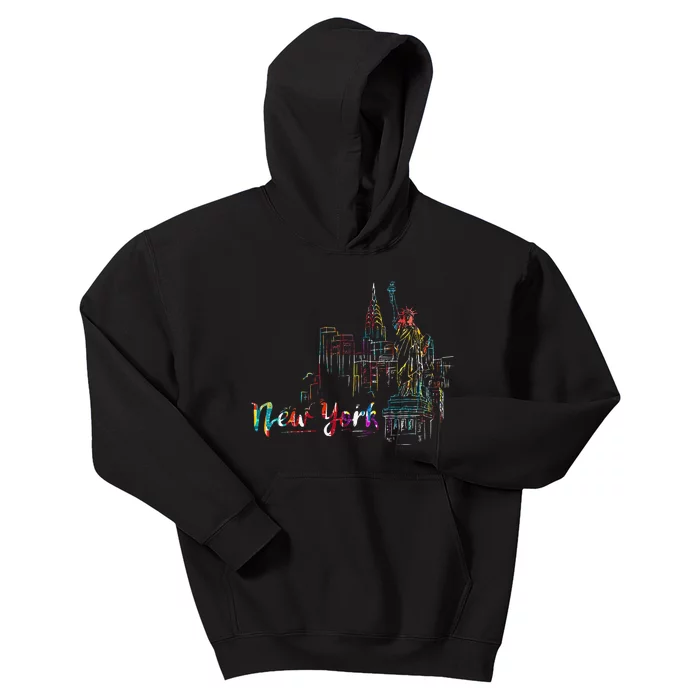 New York Skyline Heartbeat Statue of Liberty I Love New York Kids Hoodie