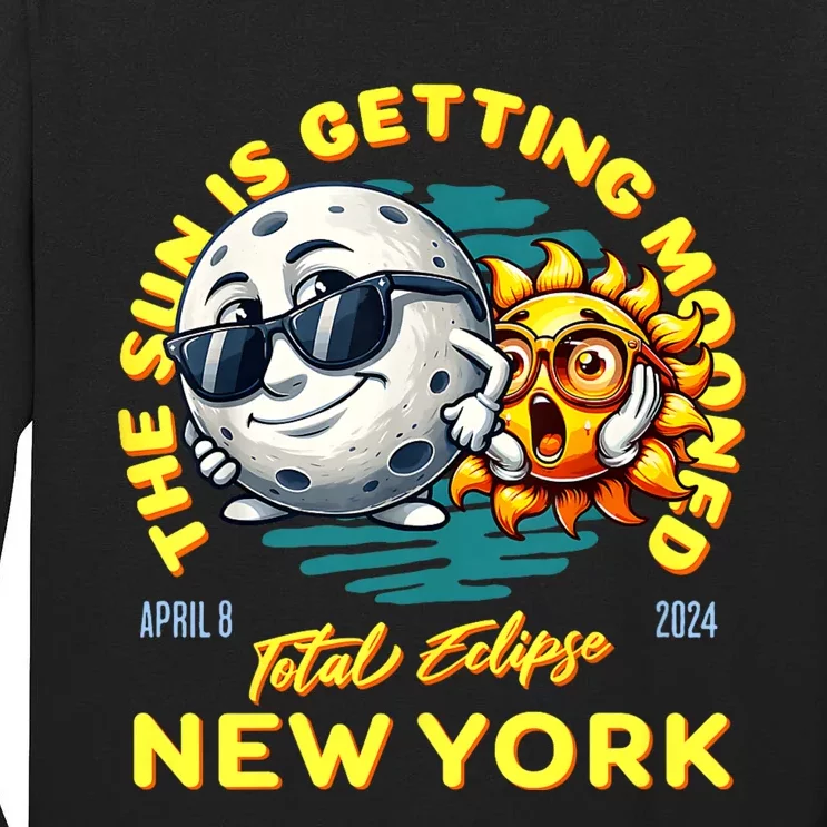 New York Solar Eclipse Apr 8 2024 Sun Is Getting Mooned Tall Long Sleeve T-Shirt