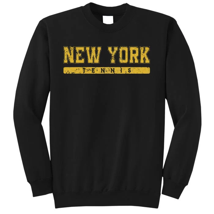 New York Tennis Yellow Vintage Text Tall Sweatshirt