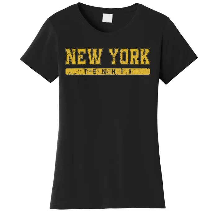 New York Tennis Yellow Vintage Text Women's T-Shirt